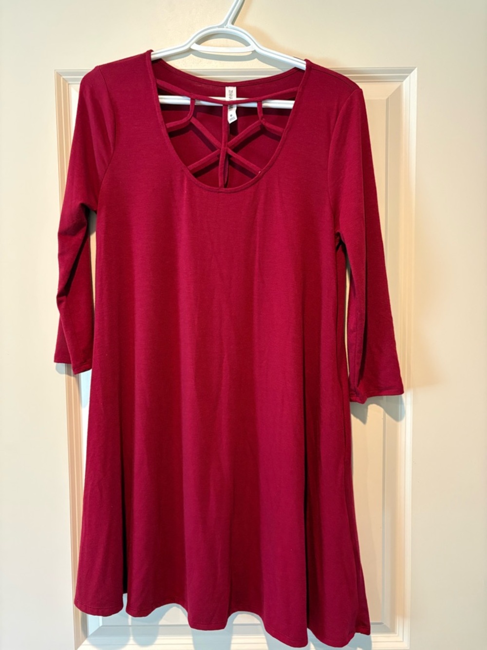 Zenana Outfitters Deep Berry Crisscross Back Top